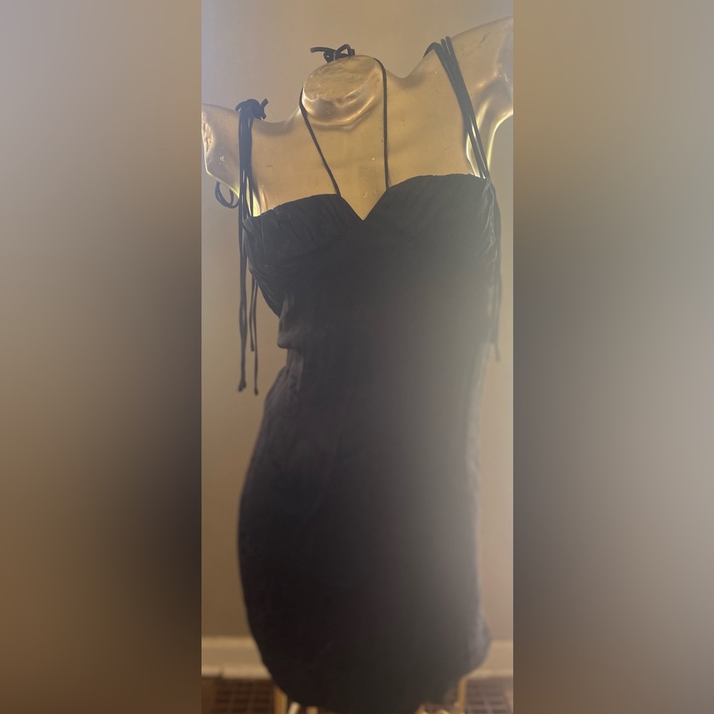 NWT Black Sateen Mini Dress - Picture 5 of 5